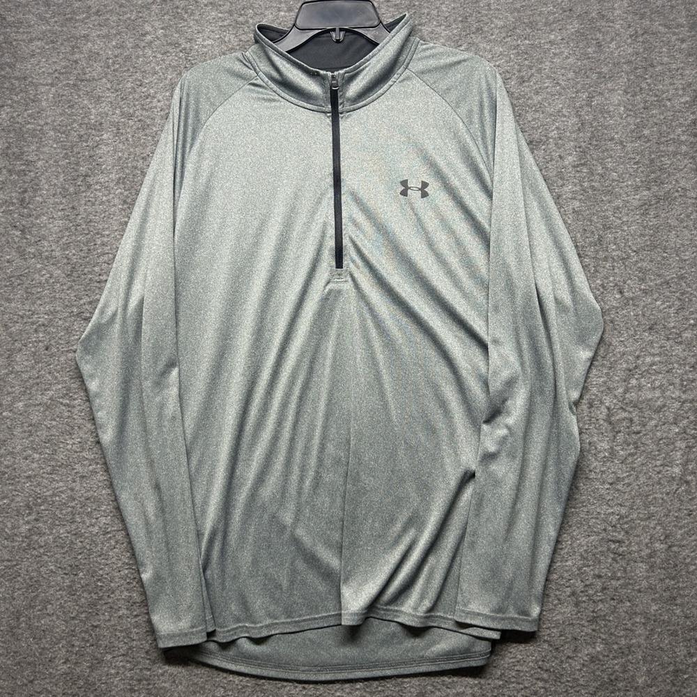 Under Armour Mens 2XL Gray HeatGear‎ Loose Fit 1/4 Zip Pullover Long Sleeve
